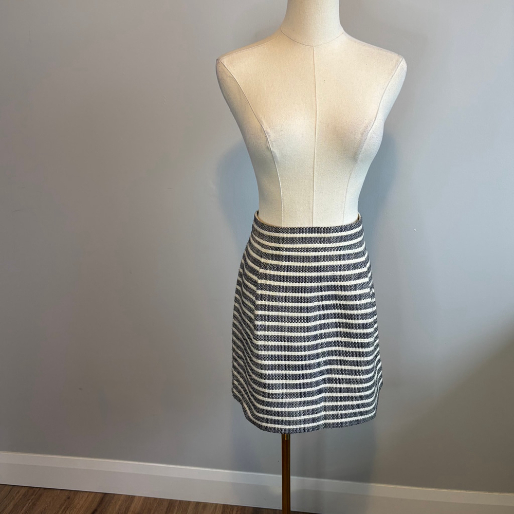 J. Crew Women's Blue & Cream Striped Mini Skirt, SZ 8